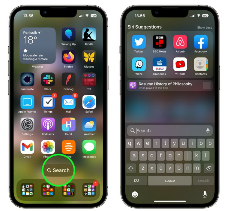 萧山苹果手机维修分享升级到 iOS 16 后，如何删除主屏幕上的搜索按钮 